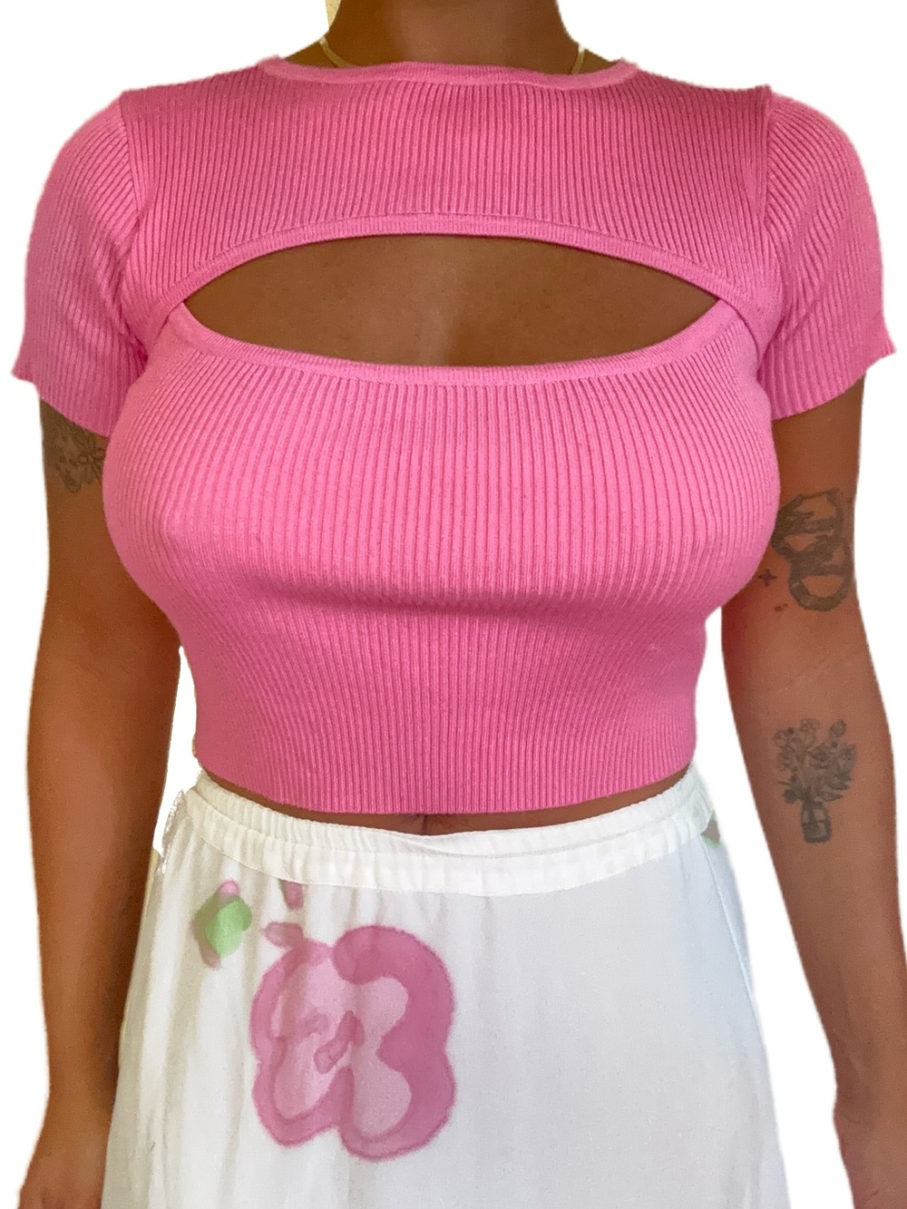 Pink cut out crop top Size M